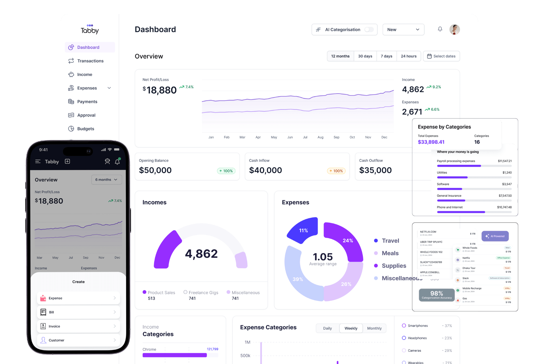 Home 2 New Tabby AI Bookkeeper Dashboard for Web Header