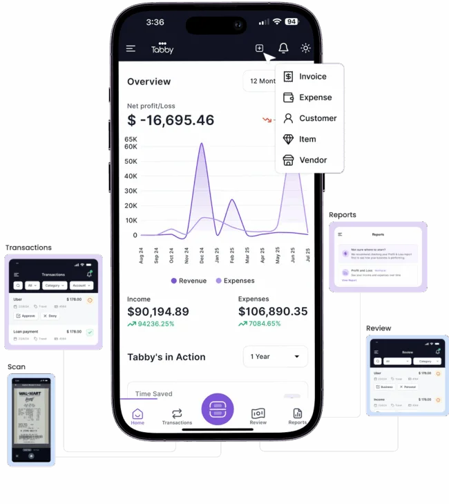 Realtors 8 Tabby AI bookkeeping dashboard overview